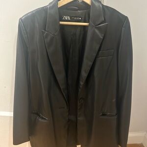 Zara oversized leather blazer